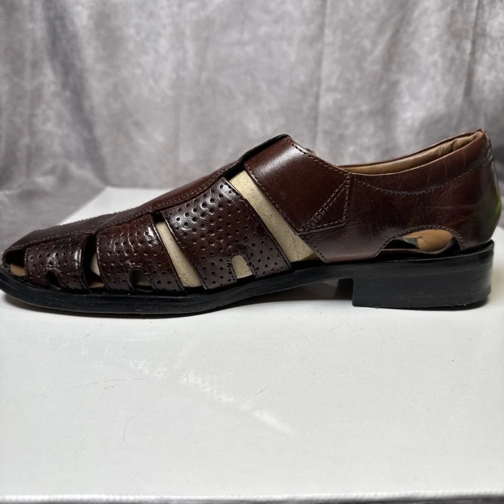 Stacy Adams Men's Brown‎ Leather Fisherman Sandals Made in India Size 9M  VGUC